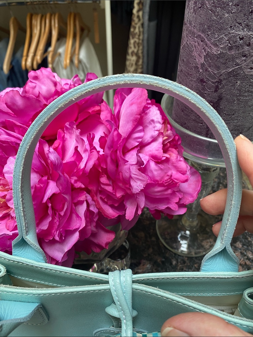 Longchamp Turquoise Leather Top-Handle Tote. GUC. - Picture 6 of 16
